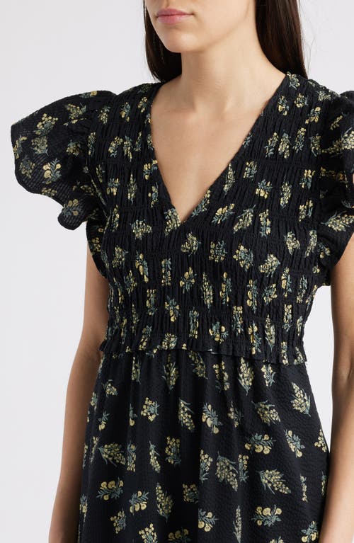 Rails Clementine Floral Smocked Cotton Midi Dress In Dark Amaryllis