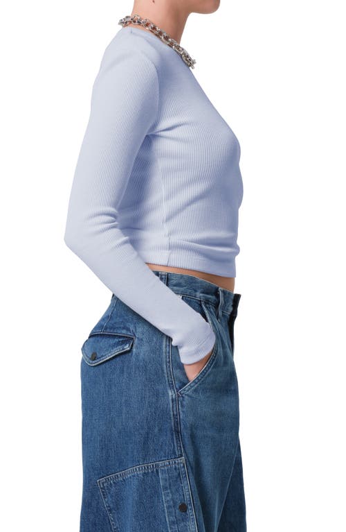 Citizen Of Humanity Citizens Of Humanity Pilar Long Sleeve Recycled Cotton Waffle Knit T-shirt In Blue