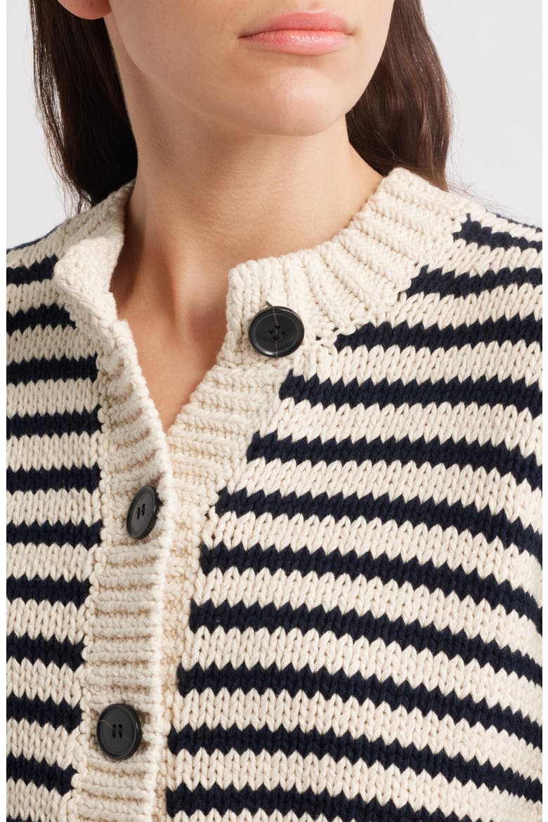The Stripe Chunky Cotton Cardigan, Alternate, color, CREAM MULTI