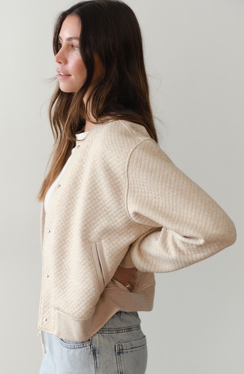 Marine Layer Corbet Quilted Bomber Jacket, Alternate, color, Oatmeal Heather