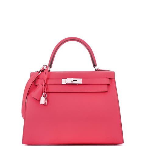 Kelly Handbag Pink Epsom with Palladium Hardware 28