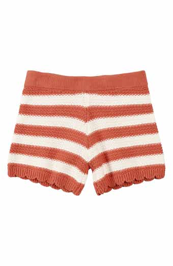 MILES THE LABEL Kids' Stripe Open Stitch Organic Cotton Shorts