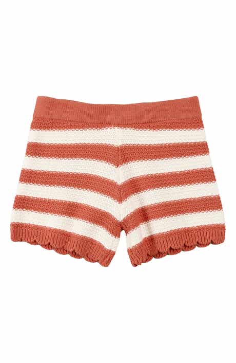 MILES THE LABEL Kids' Stripe Open Stitch Organic Cotton Shorts