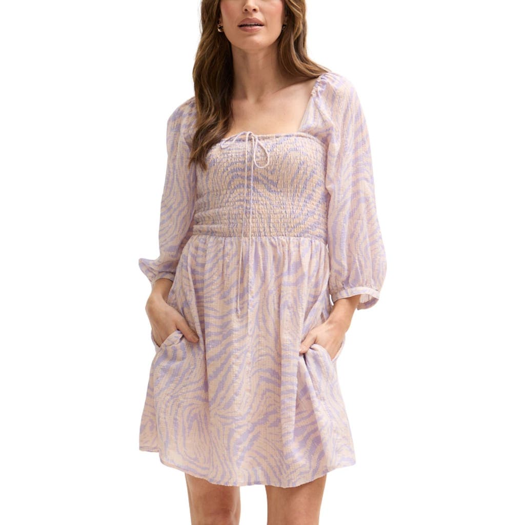 Lily And Lionel Lucy Shirred Bodice Banana Check Print Mini Dress In Pink