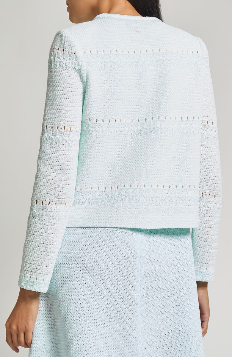 Misook Modern Fit Knit Jacket, Alternate, color, Aquatic/ White