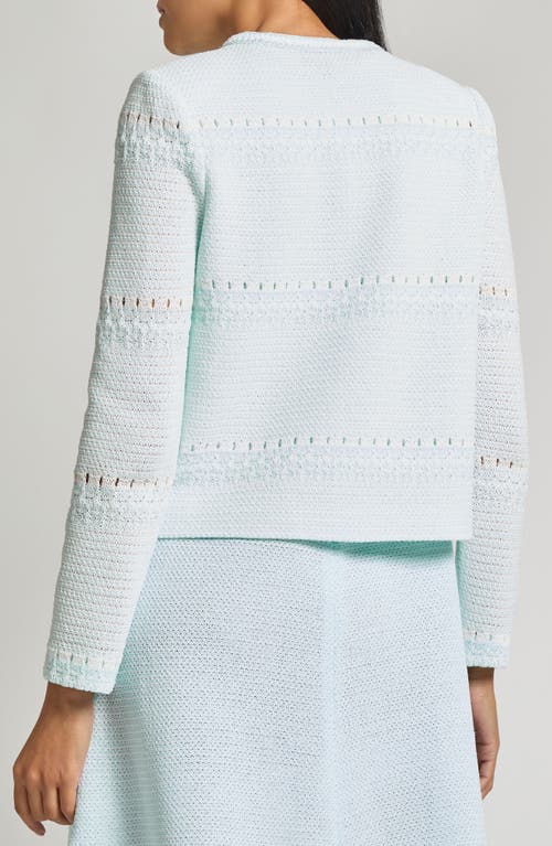 Misook Modern Fit Knit Jacket In Aquatic/white