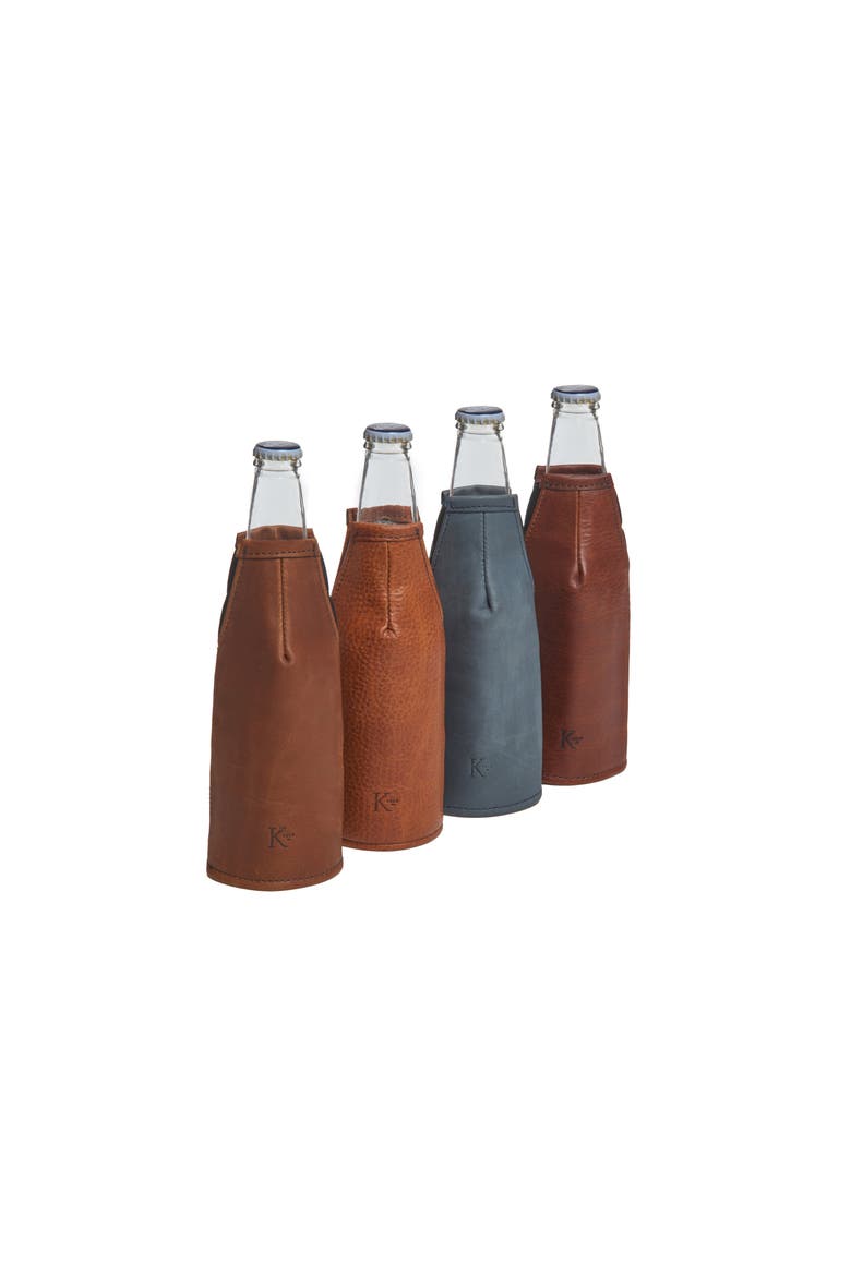 Dale Leather Beverage Coozie, Alternate, color, Chocolate