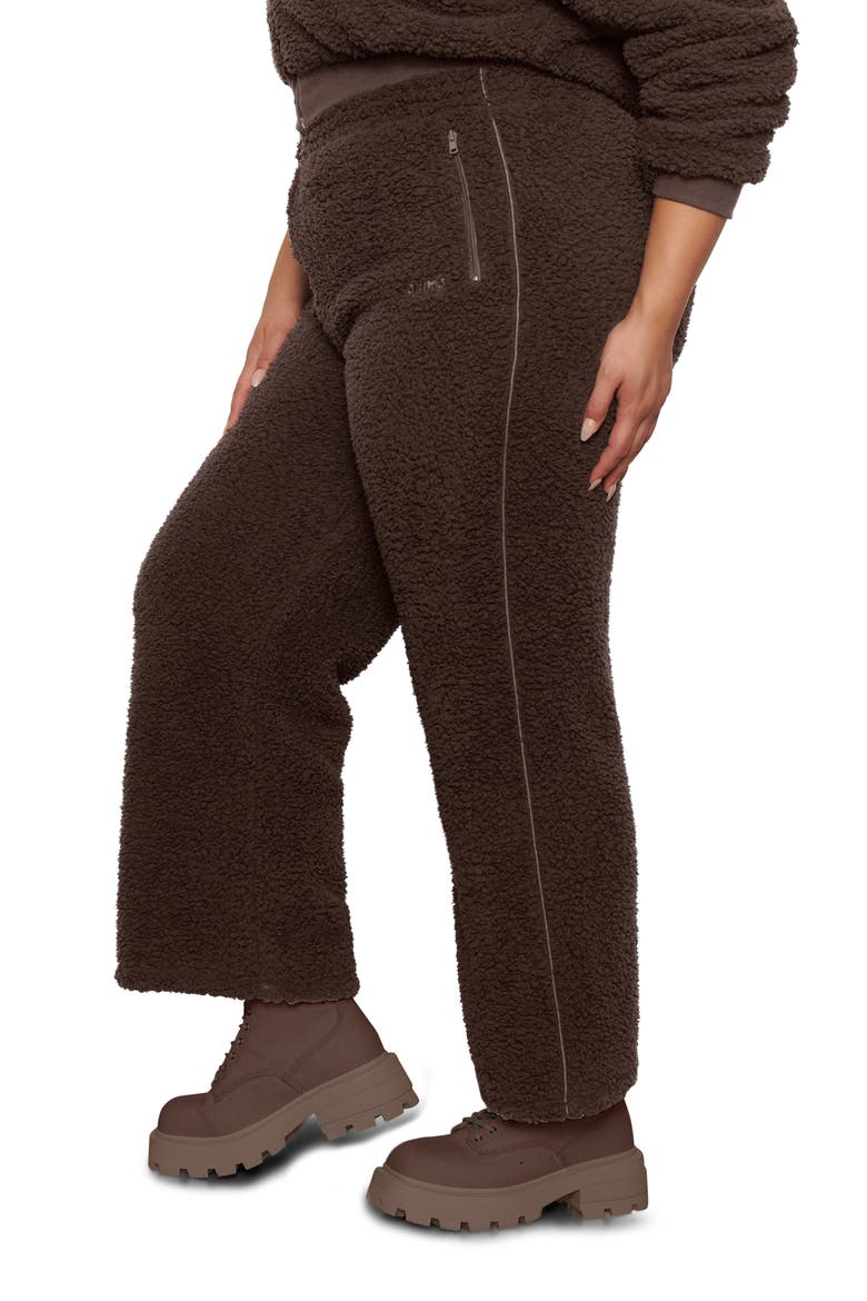 Teddy Track Pants, Alternate, color, ESPRESSO