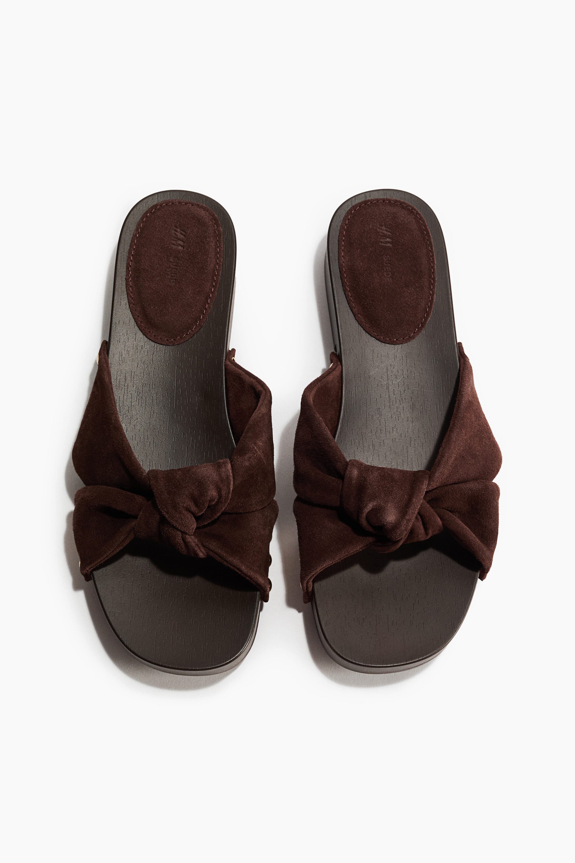 H&M Suede Sandals, Alternate, color, Dark Brown