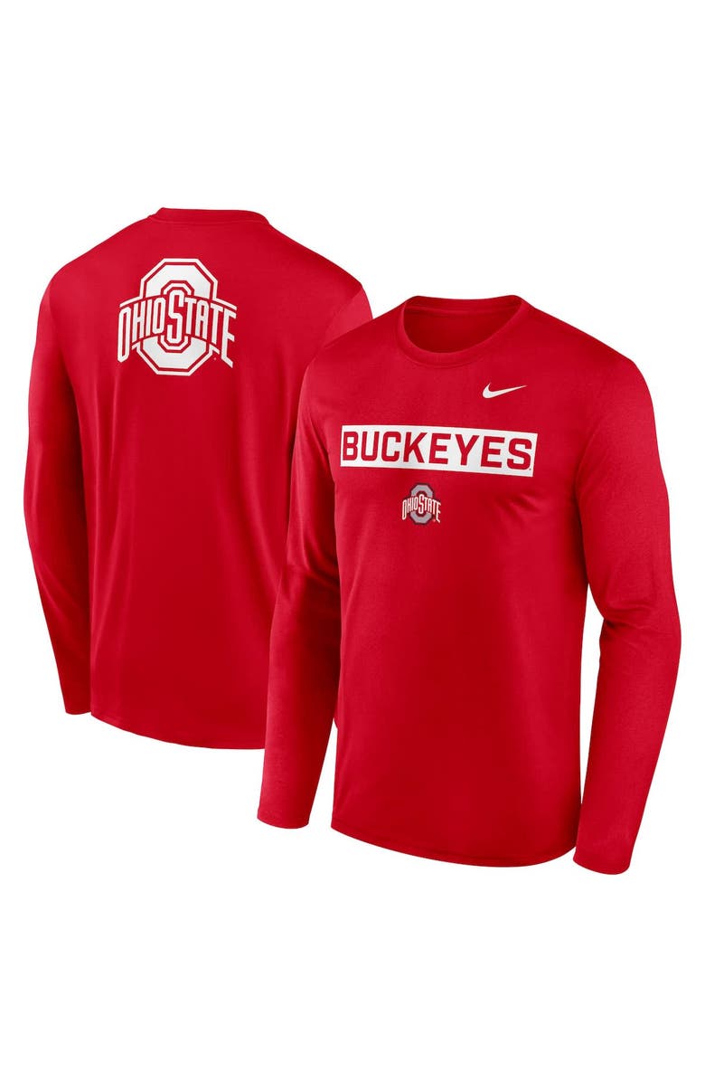 Nike Men's Nike Scarlet Ohio State Buckeyes Primetime Campus 2-Hit Legend Dri-FIT Long Sleeve T-Shirt, Main, color, Scarlet