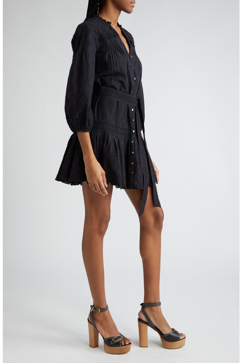 Chrisjen Embroidered Cotton Minidress, Alternate, color, BLACK