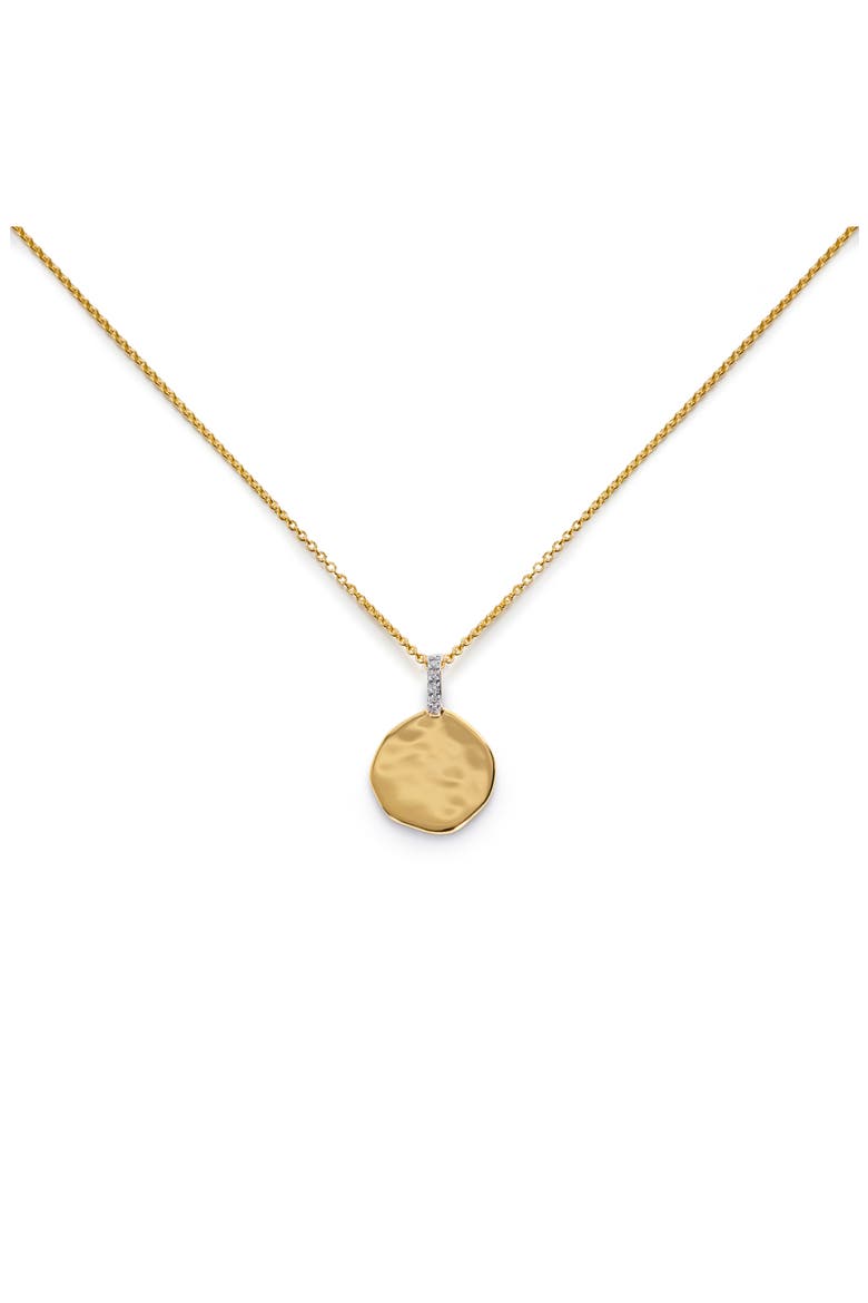 Pavé Diamond Coin Pendant Necklace, Main, color, 18K GOLD VERMEIL / DIAMOND
