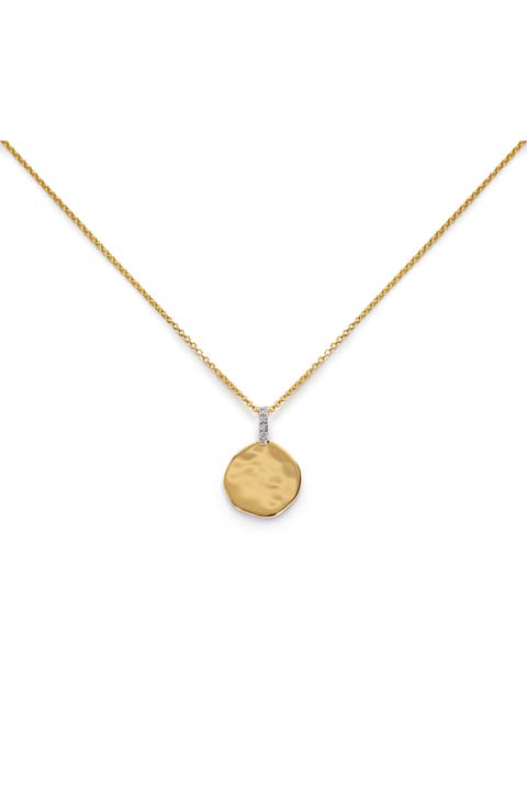 Pavé Diamond Coin Pendant Necklace