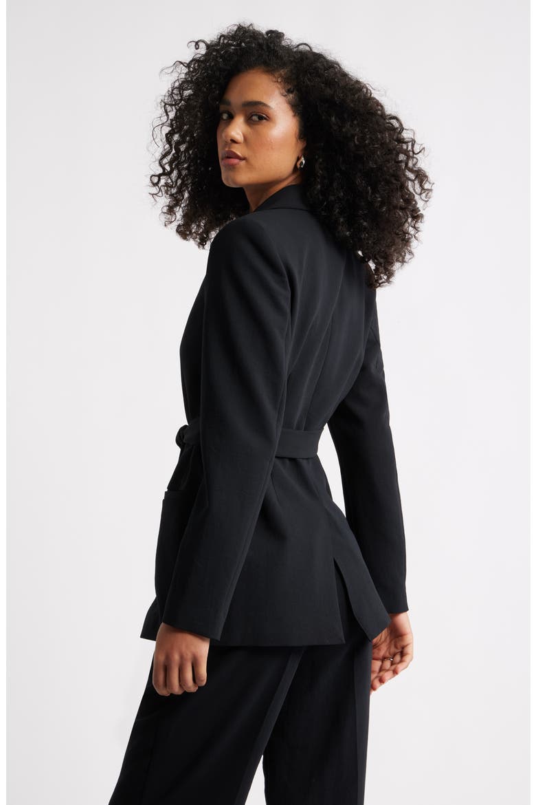 The Curator Tie Waist Blazer, Alternate, color, BLACK