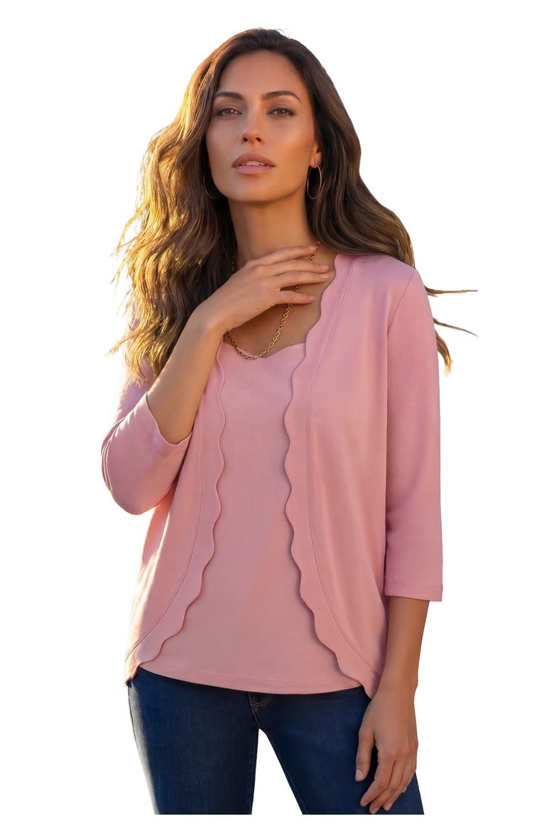 Scalloped Cardigan And Tank Set, Alternate, color, VINTAGE LAVENDER