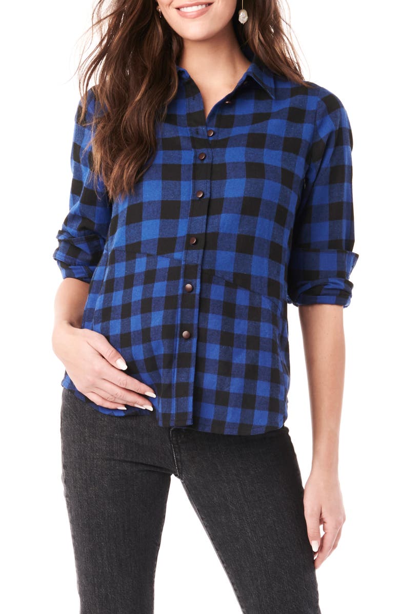 Loyal Hana Blake Flannel Maternity/Nursing Shirt, Main, color, 