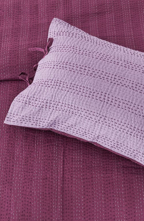 Melange Home Kantha Set Of 2 Reversible Cotton Shams In Fig And Violet