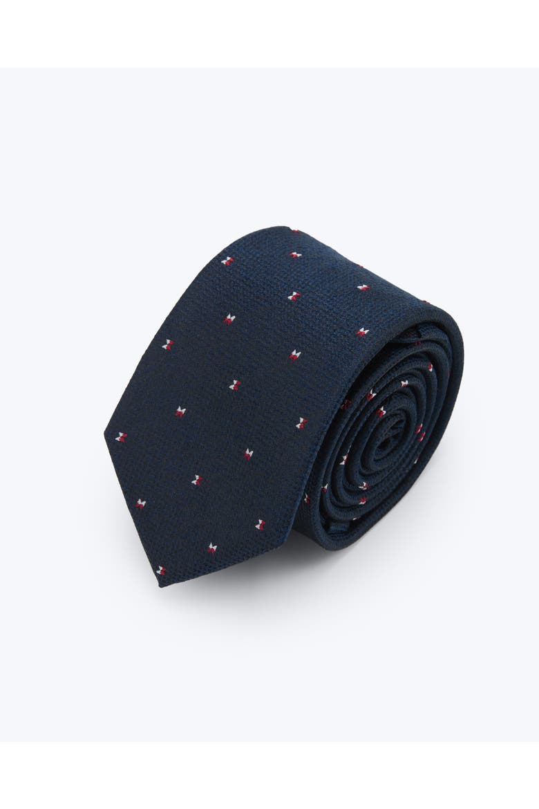 Twin Bows Silk Jacquard Tie, Main, color, Navy