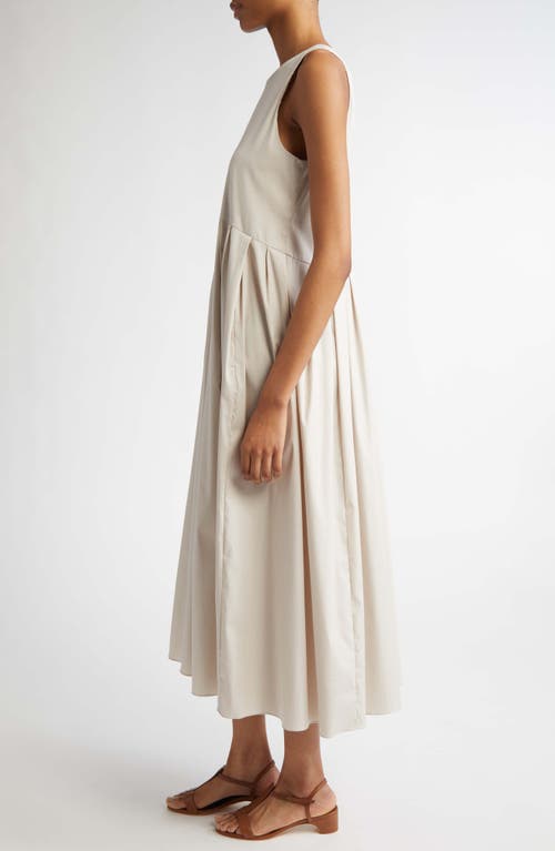 Shop Max Mara Moira Pleated Sleeveless Dress In Ecru