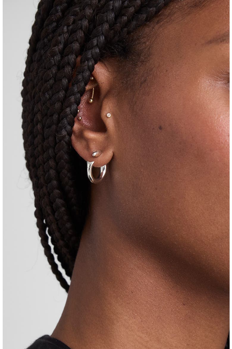 Fish Split Hoop Earrings, Alternate, color, WARM SILVER