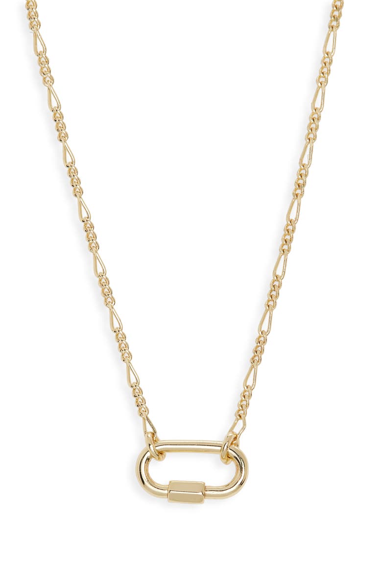 Dainty Carabiner Necklace, Main, color, PALE GOLD