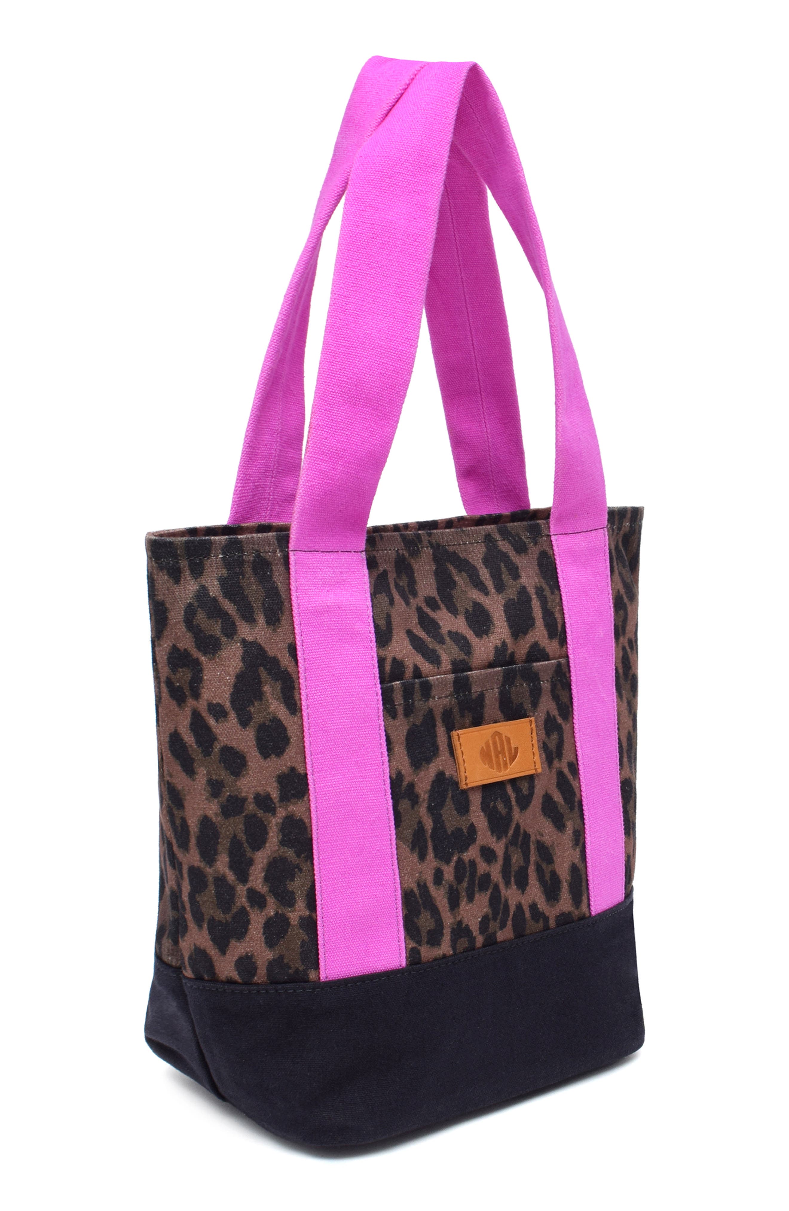 Kylee Medium Colorblock Tote, Alternate, color, JAVA LEOPARD/ FUCHSIA