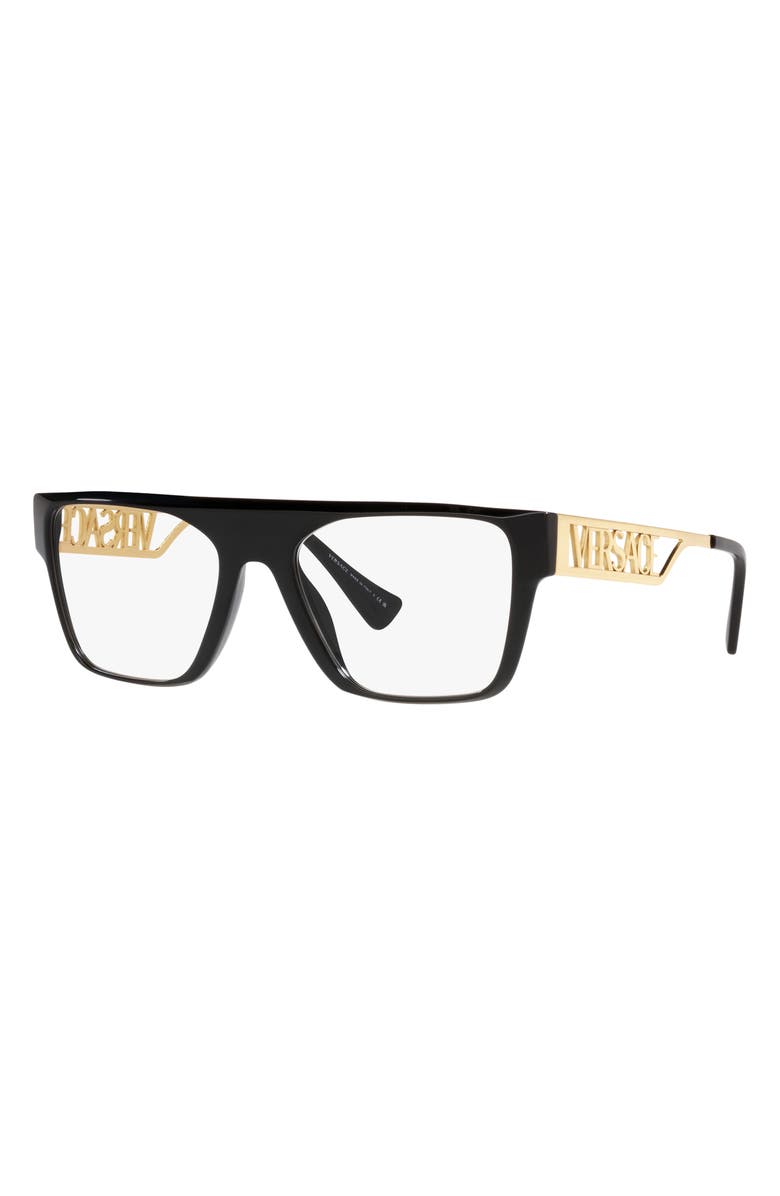 Versace 55mm Recangular Optical Glasses, Alternate, color, Black