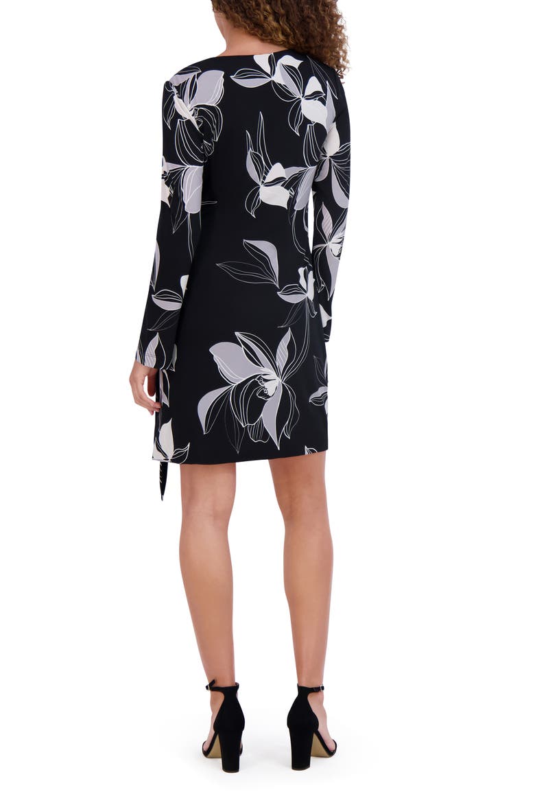 Long Sleeve Wrap Dress, Alternate, color, BLACK MULTI