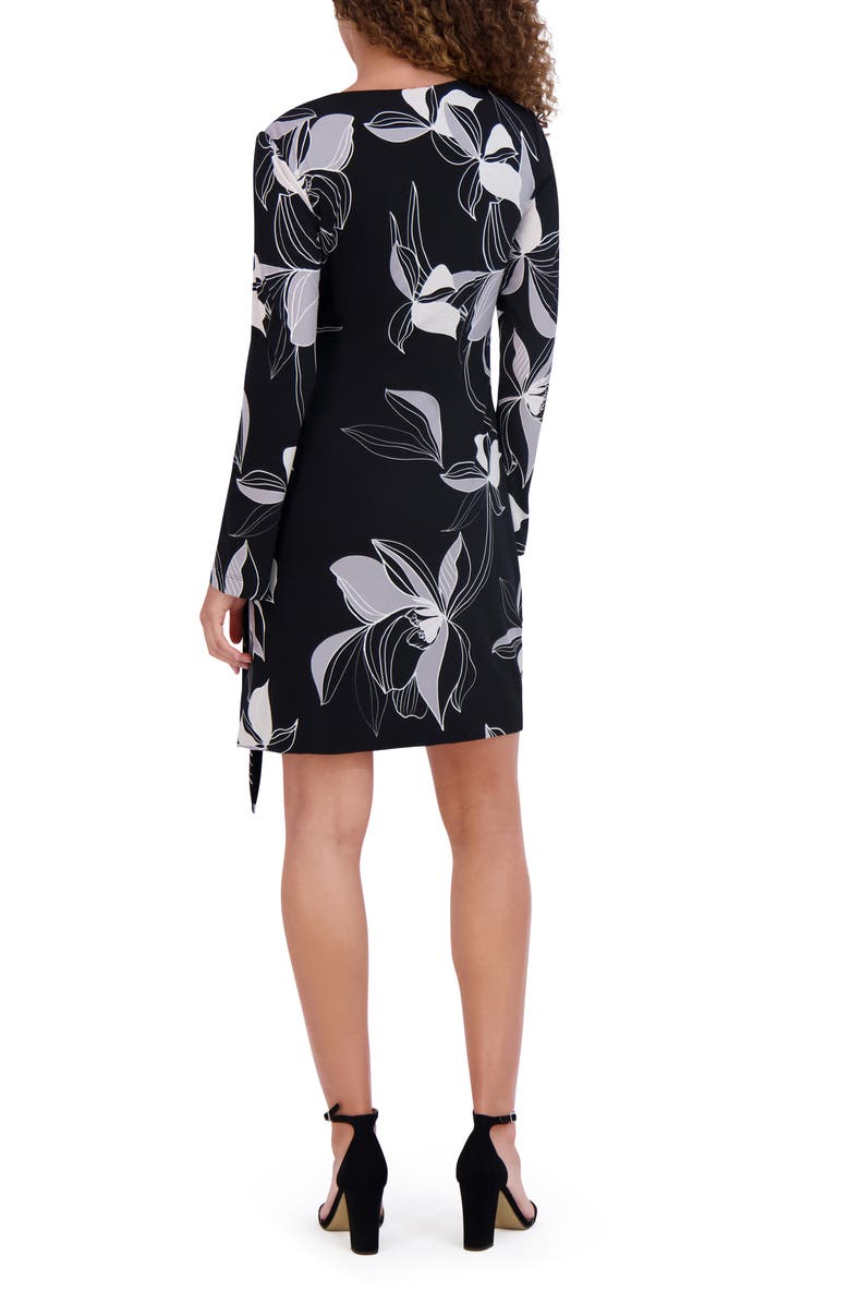 Kensie Long Sleeve Wrap Dress, Alternate, color, Black Multi