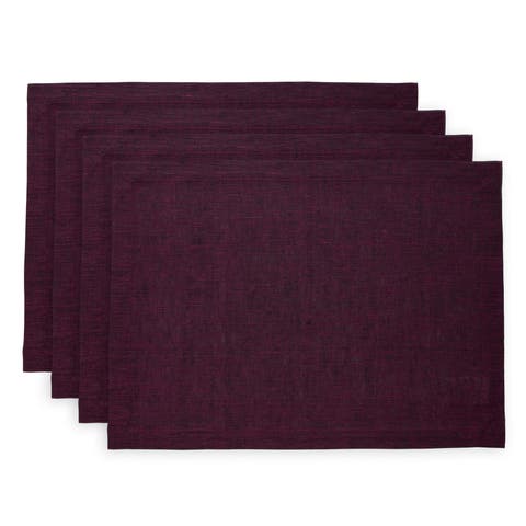 Linen Placemats Set of 4, 14 x 19 Inch for Dining Table, Holiday and Everyday Table Decor - Athena
