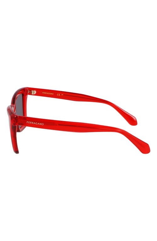 Ferragamo 53mm Rectangualr Sunglasses In Transparent Red