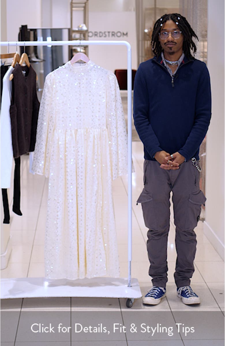 Reel Embellished Long Sleeve Maxi Dres, sales video thumbnail