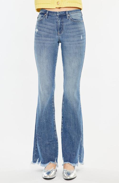 Kancan Jennie Medium Rise Wide Leg Jeans In Medium Wash