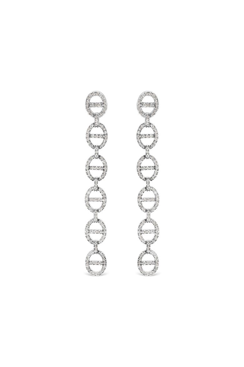 Sterling Silver 1.0 Cttw Diamond Oval Design Dangle Earrings, Main, color, Silver