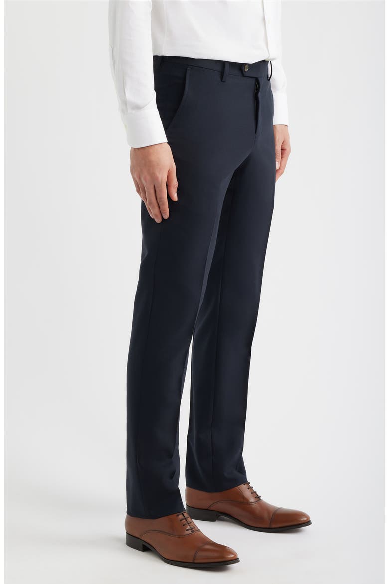 Flat Front Tropical Weight Wool Dress Pants, Alternate, color, NAVY