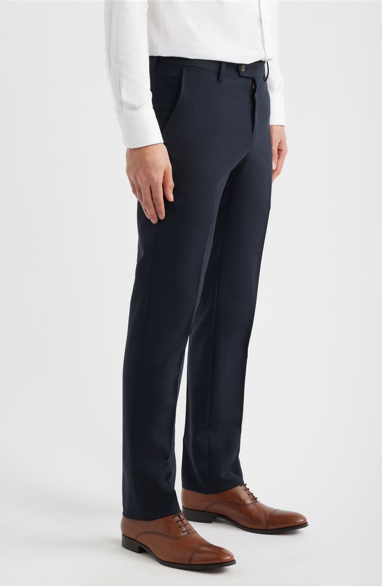 Berle Flat Front Tropical Weight Wool Dress Pants, Alternate, color, Navy