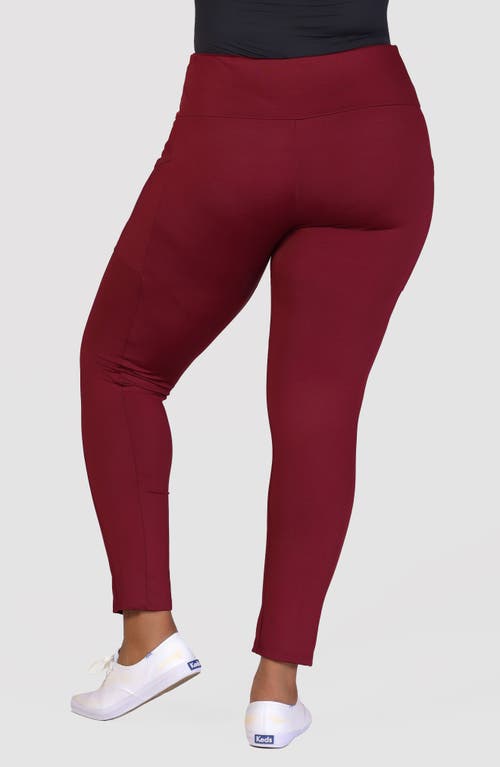 Shop 24seven Comfort Apparel Ankle Length Pocket Leggings In Wine