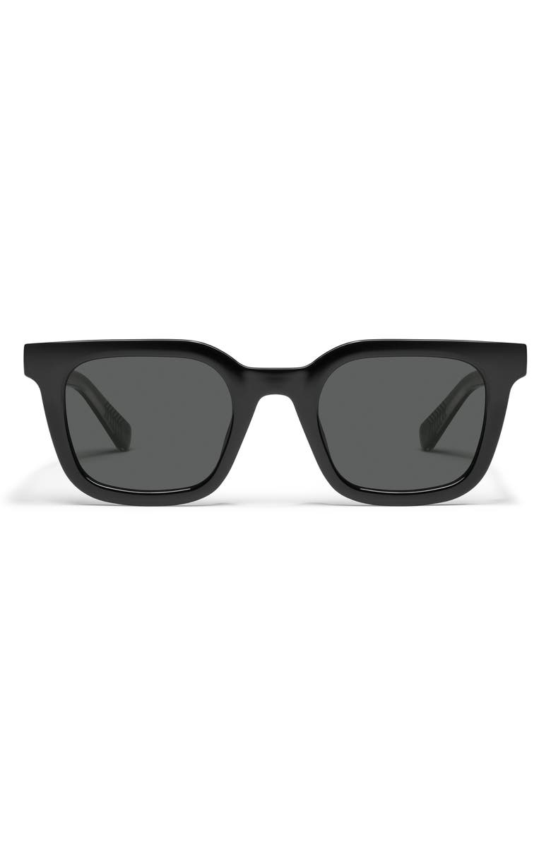 QUAY Game Over 49mm Square Sunglasses, Main, color, Black/ Smoke Polarized