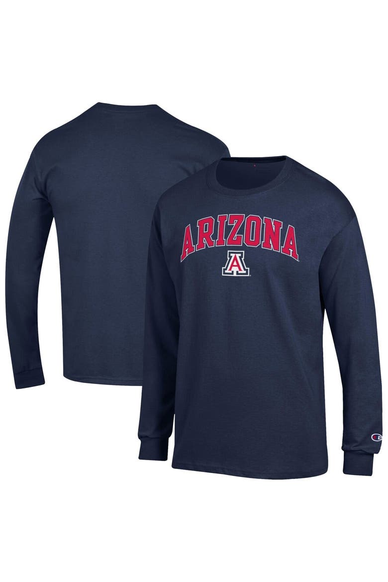 Men's Champion  Navy Arizona Wildcats Arch Over Logo Long Sleeve T-Shirt, Alternate, color, Navy