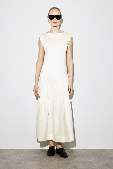 Tiered Gathered Midi Dress