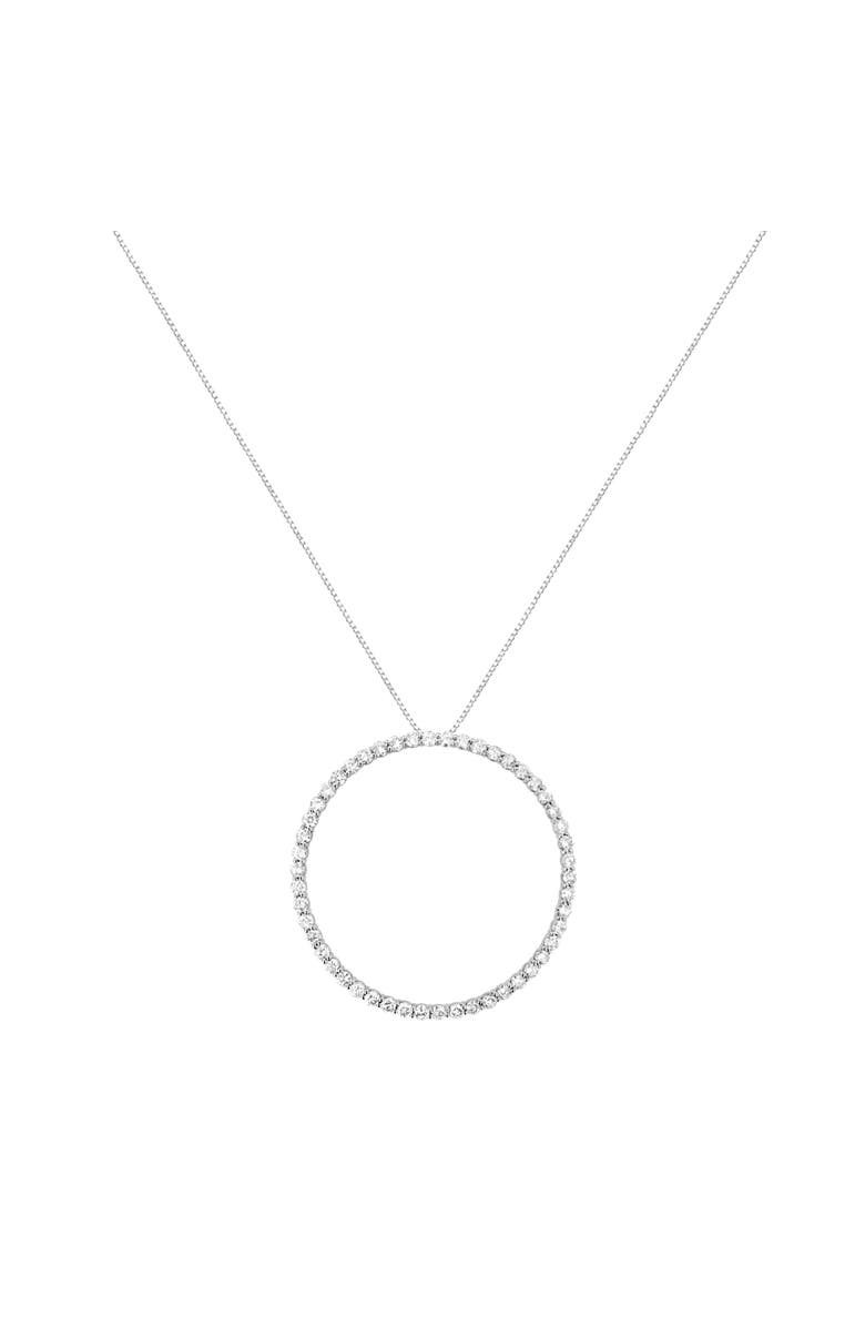 Haus of Brilliance Silver 4 cttw Prong Set, Round-Cut Diamond Open Circle Hoop 18" Pendant Necklace, Alternate, color, White