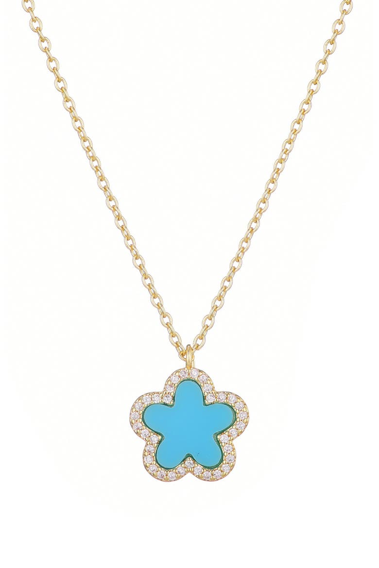 Flower Pendant Necklace, Main, color, BLUE