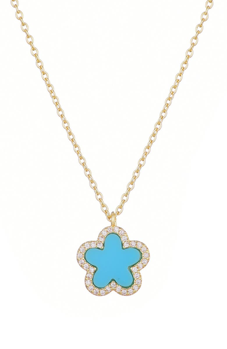 Adornia Initial Flower Pendant Necklace, Main, color, Blue