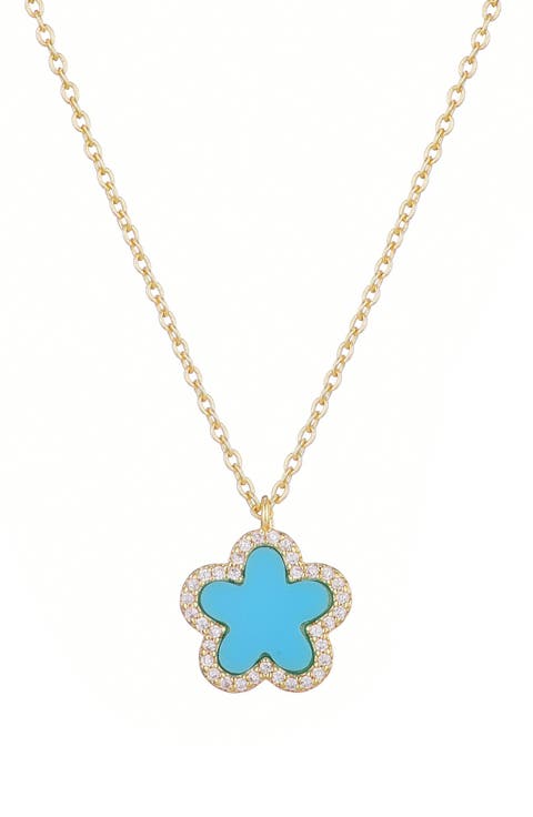 Initial Flower Pendant Necklace