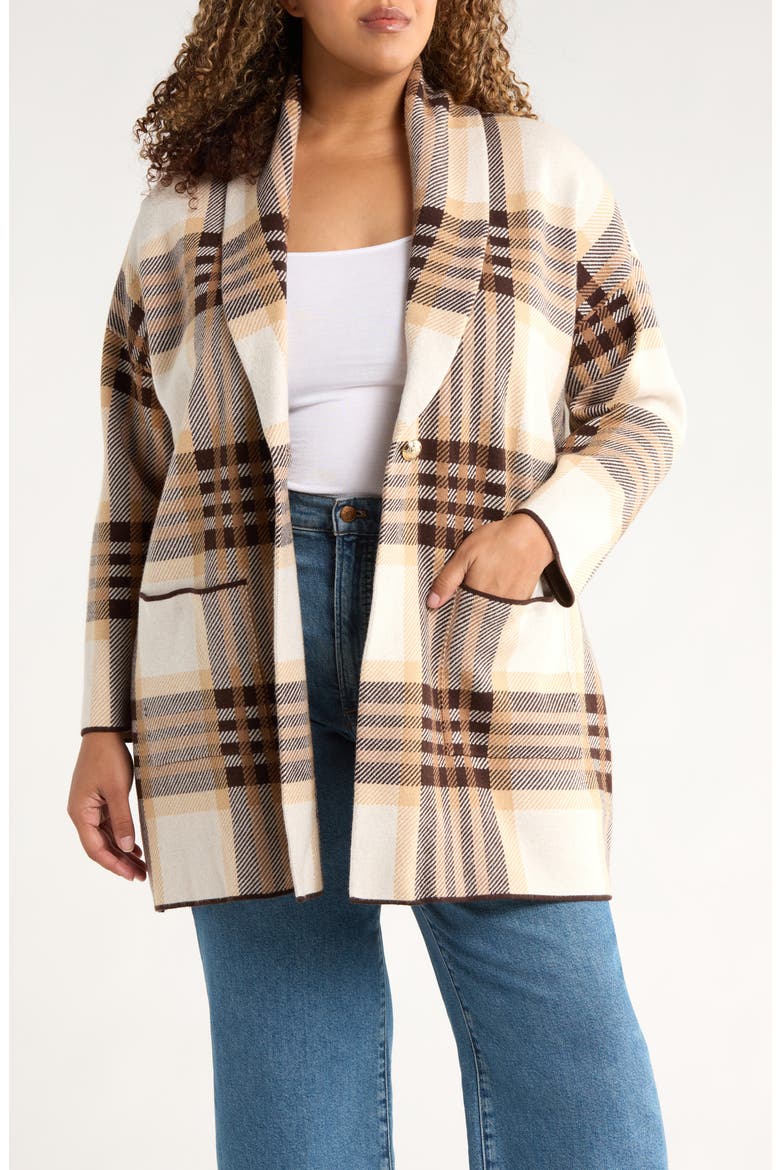 Shawl Collar Sweater Coat, Main, color, COFFEE BEAN MULTI