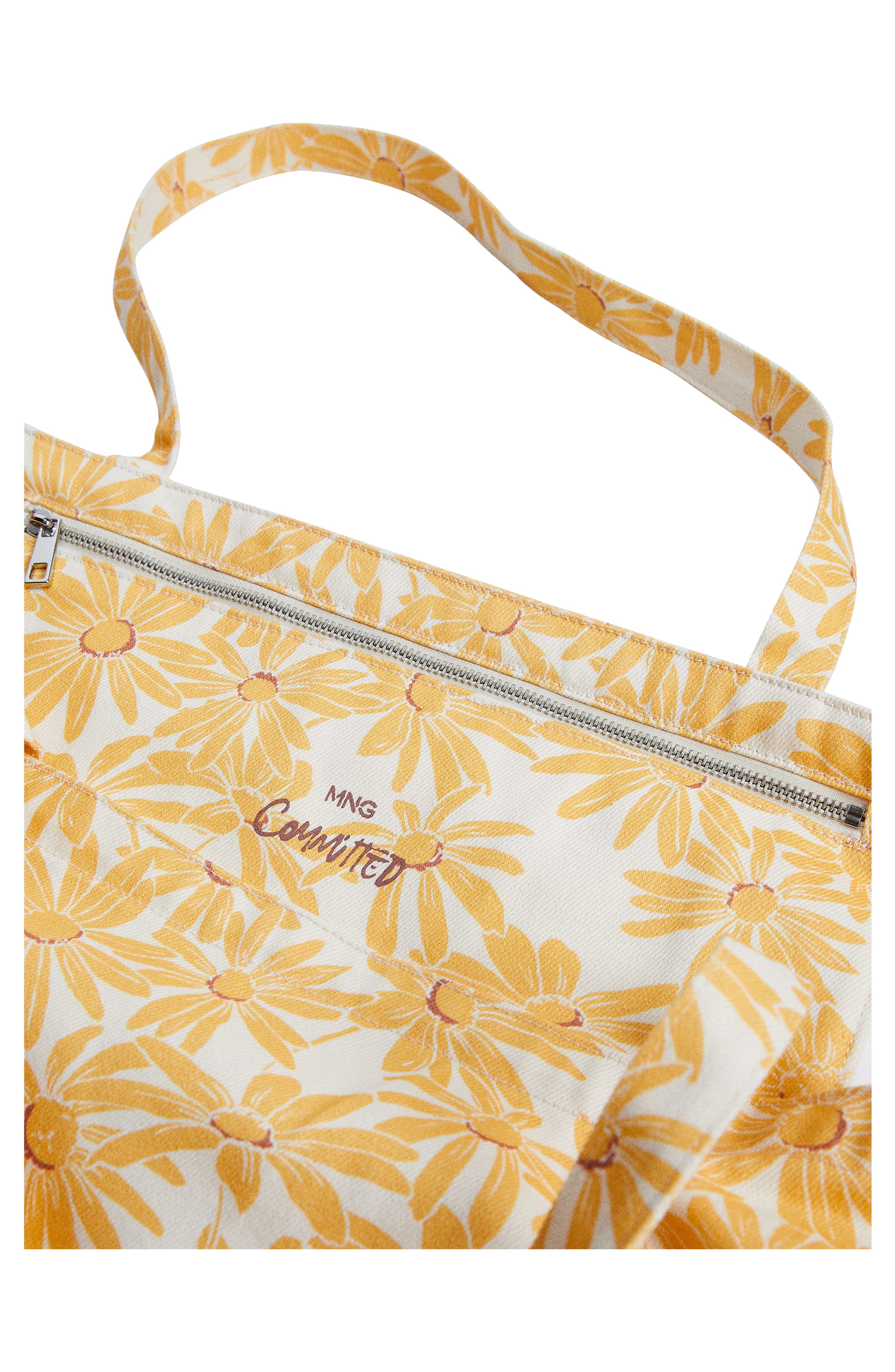 MANGO Floral Print Organic Cotton Shopper Bag, Alternate, color, 