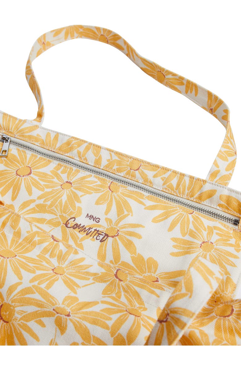 MANGO Floral Print Organic Cotton Shopper Bag, Alternate, color,