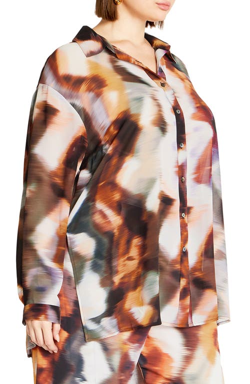 City Chic Passion Print Shirt In White