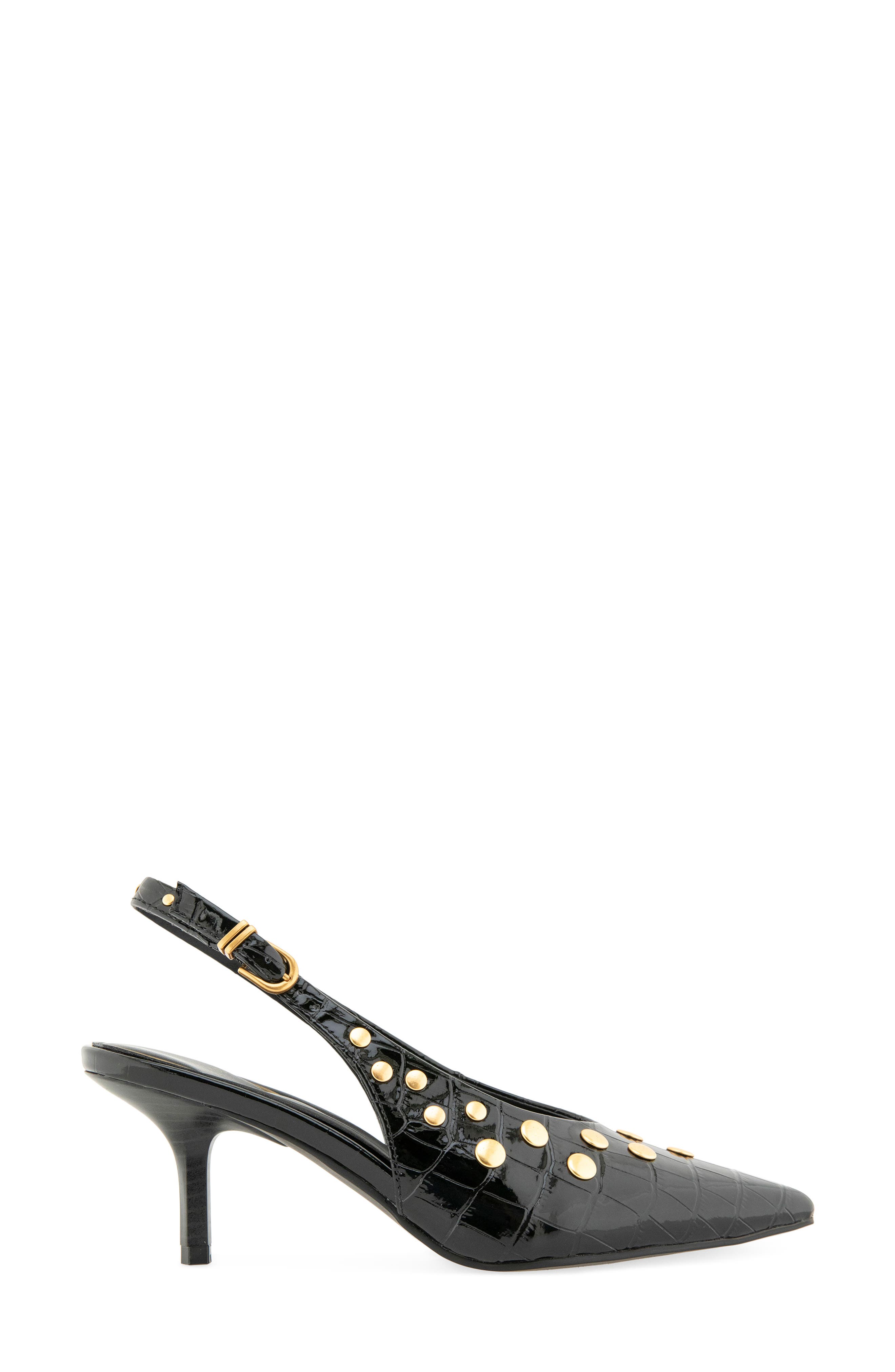 Ulysses Faux Leather Croc Embossed Pointed Toe Slingback Pump, Alternate, color, BLACK CROCO