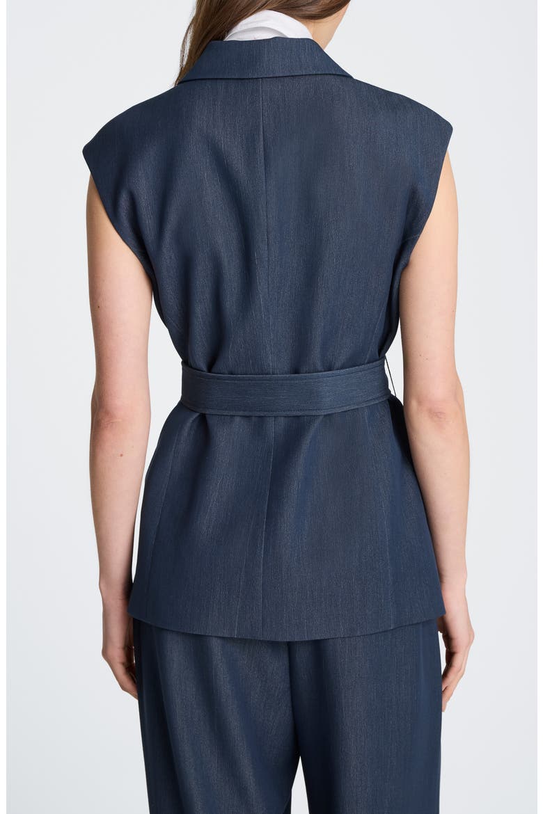 Belted Stretch Denim Vest with Removable Shirt Inset, Alternate, color, MIDNIGHT MELANGE/ PURE WHITE